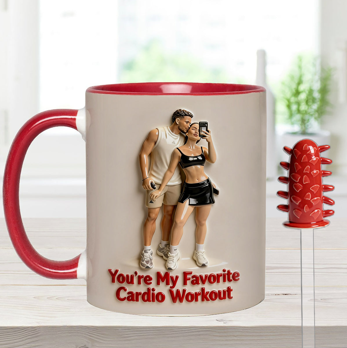 Custom From Any Photo - Personalized Spicy Couple Set Accent Mug with Acrylic Stirrers