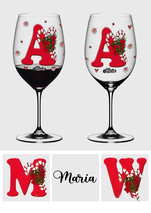Merry Christmas - Personalized Family Wine Glass With Long Stem