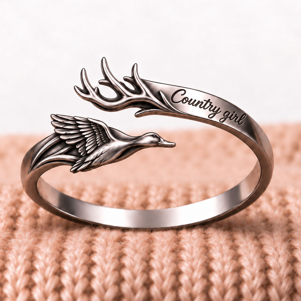 Country Girl Hunting Partners For Life - Personalized Hunting Adjustable Shaped Ring