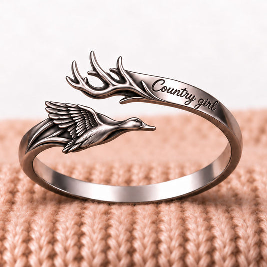 Country Girl Hunting Partners For Life - Personalized Hunting Adjustable Shaped Ring