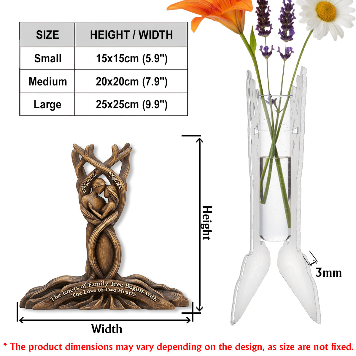 Perfect Gift For Couple - Personalized Couple Custom Shape Acrylic Flower Vase