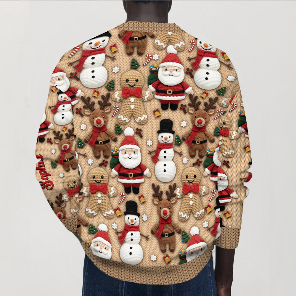 Weihnachtsmann aus Lebkuchen - Personalisierter Weihnachtsstrickpullover