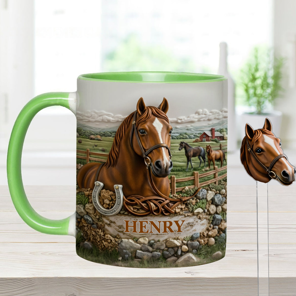 Horse Lover Gift - Personalized Horse Set Accent Mug with Acrylic Stirres