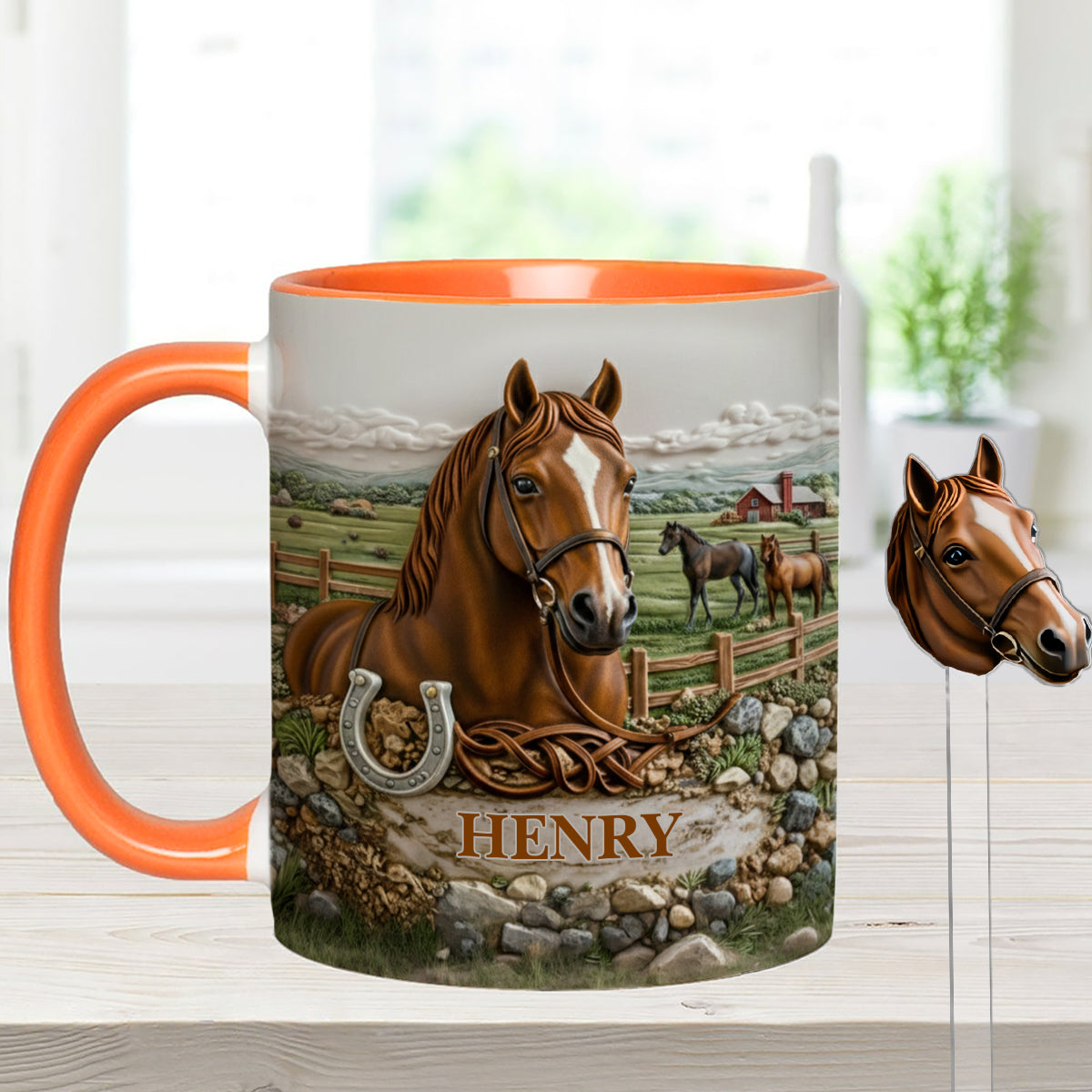 Horse Lover Gift - Personalized Horse Set Accent Mug with Acrylic Stirres