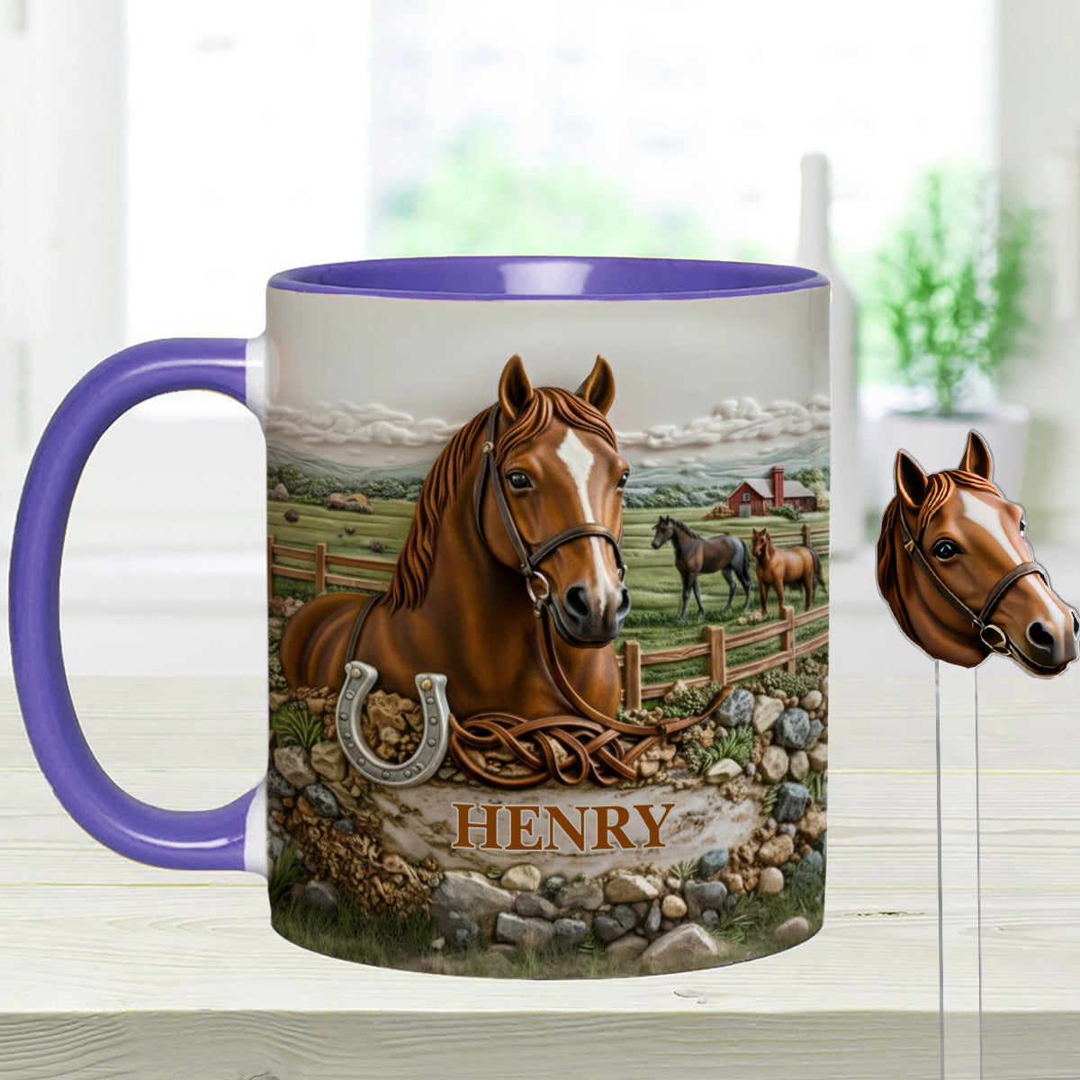 Horse Lover Gift - Personalized Horse Set Accent Mug with Acrylic Stirres