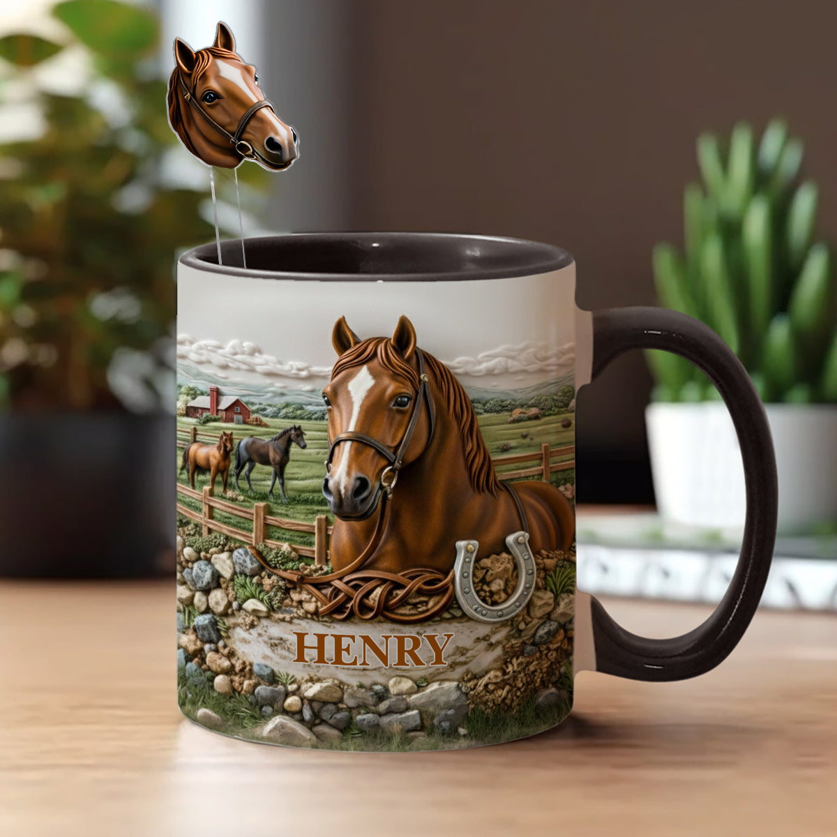 Horse Lover Gift - Personalized Horse Set Accent Mug with Acrylic Stirres