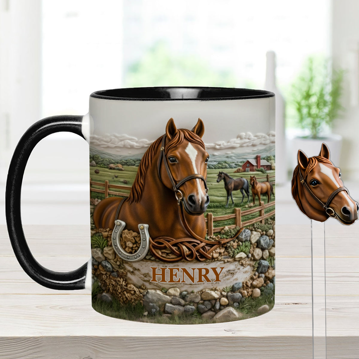 Horse Lover Gift - Personalized Horse Set Accent Mug with Acrylic Stirres