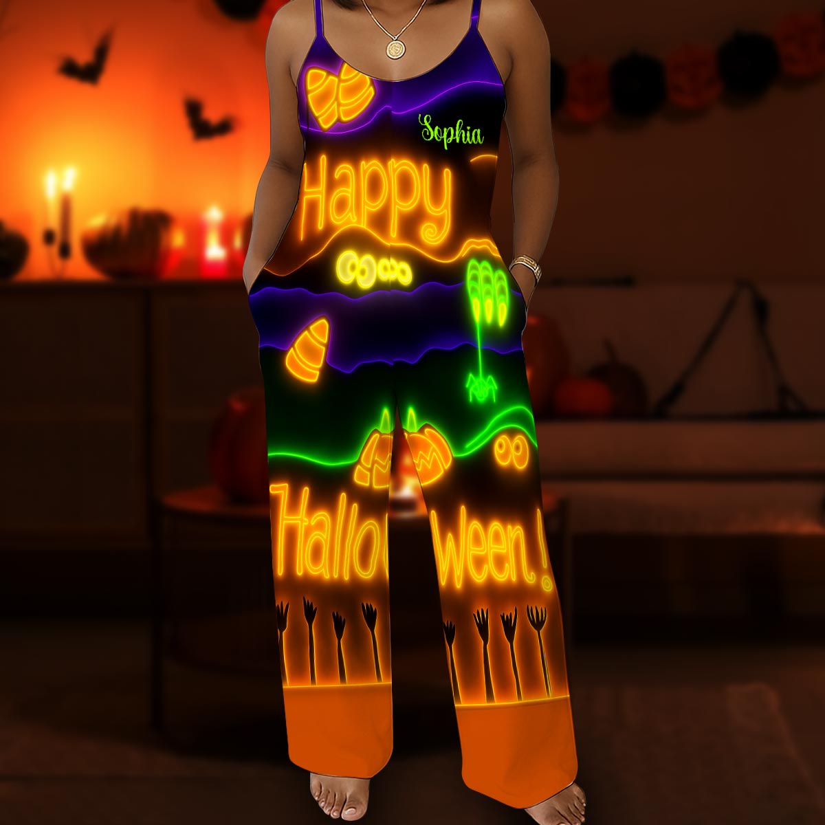 Happy Halloween - Personalized Halloween Loose-Fit Overalls/ Rompers