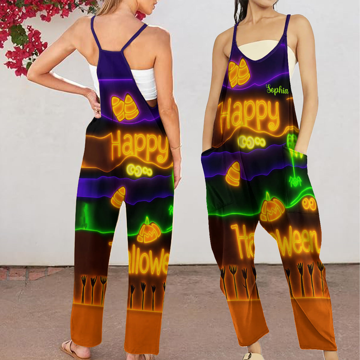 Happy Halloween - Personalized Halloween Loose-Fit Overalls/ Rompers