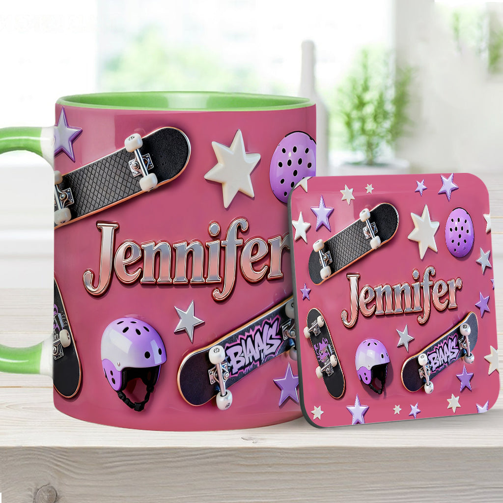 Love Skateboarding - Personalized Skateboarding Accent Mug & Coaster