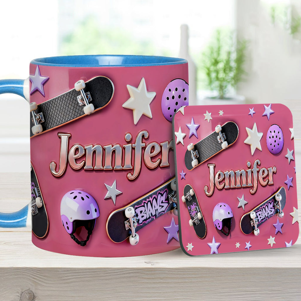 Love Skateboarding - Personalized Skateboarding Accent Mug & Coaster