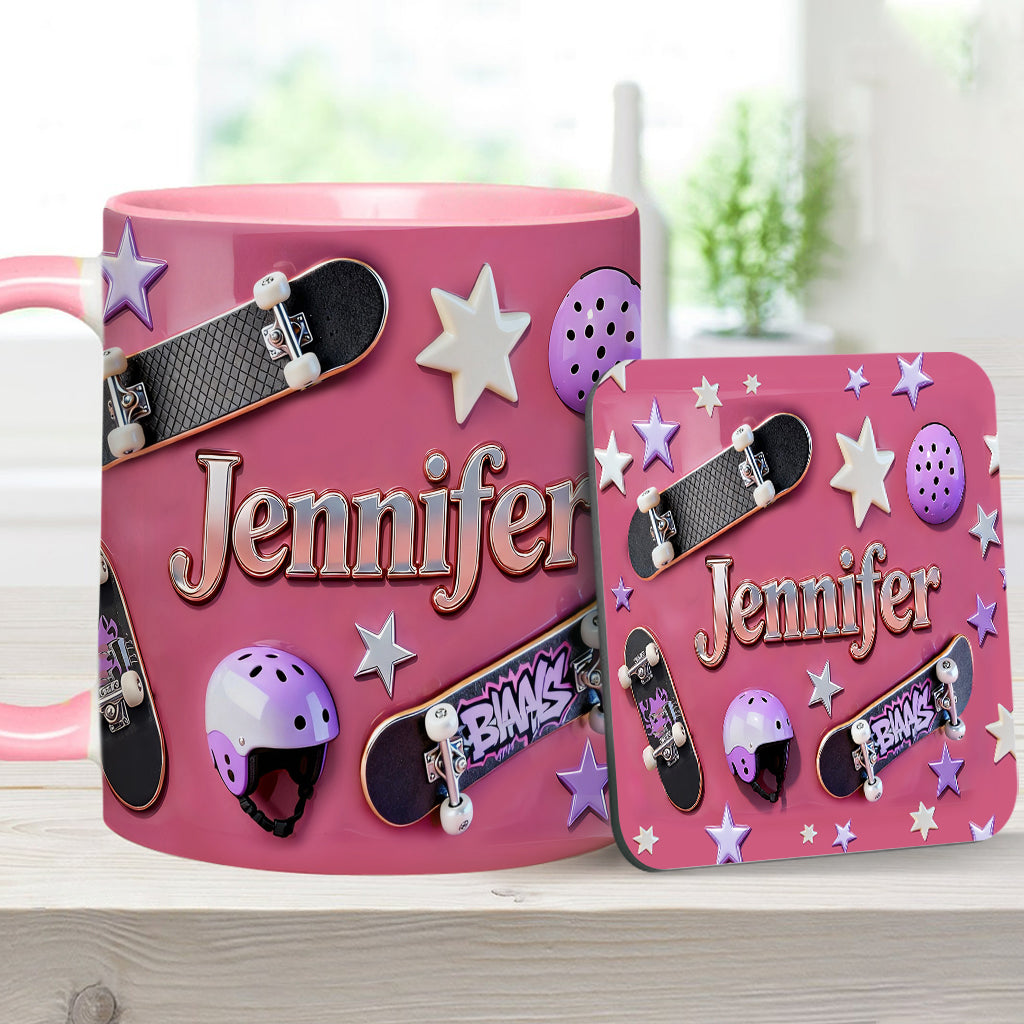 Love Skateboarding - Personalized Skateboarding Accent Mug & Coaster