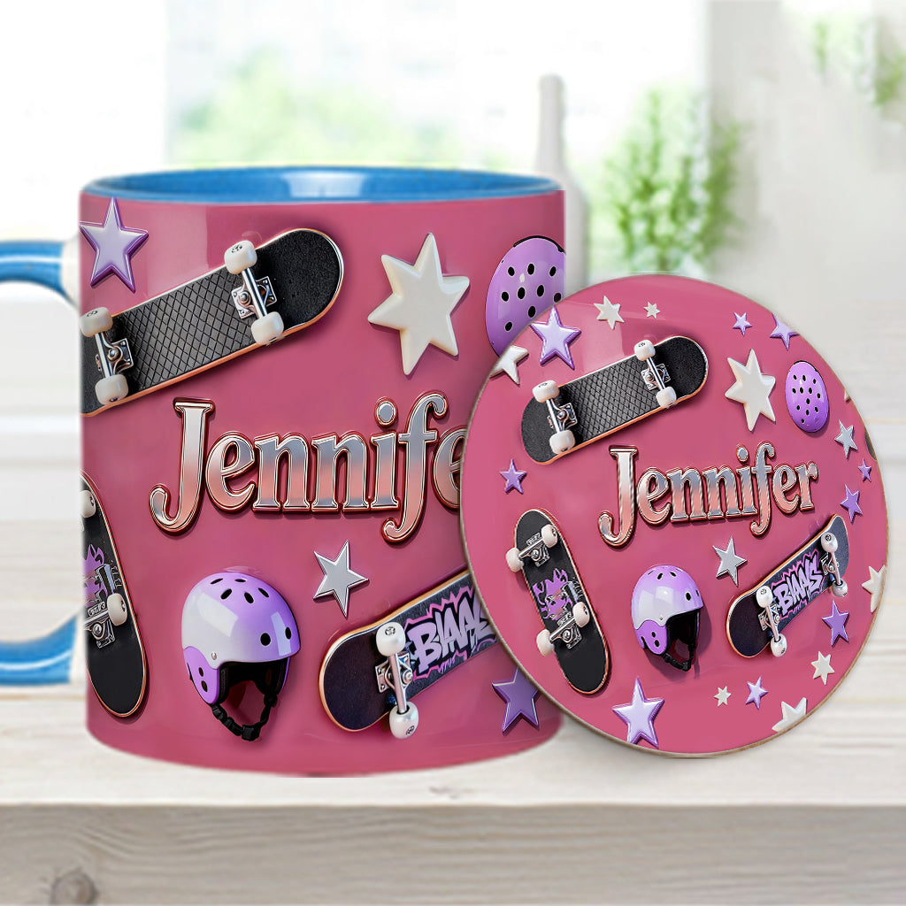 Love Skateboarding - Personalized Skateboarding Accent Mug & Coaster