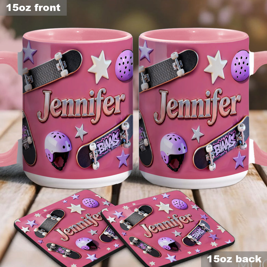 Love Skateboarding - Personalized Skateboarding Accent Mug & Coaster
