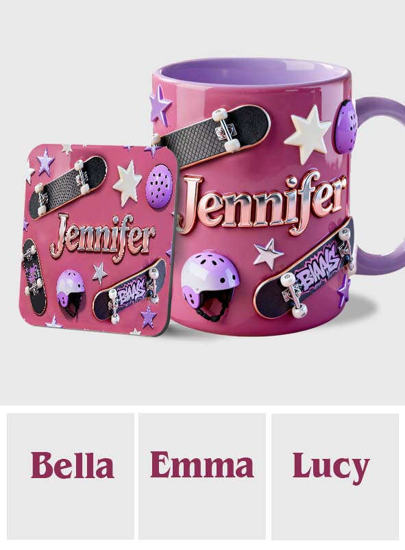 Love Skateboarding - Personalized Skateboarding Accent Mug & Coaster