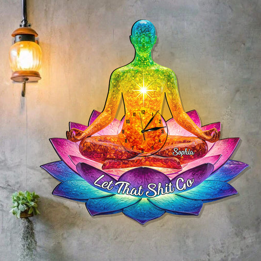 Lâchez prise - Horloge murale lumineuse LED personnalisée pour le yoga