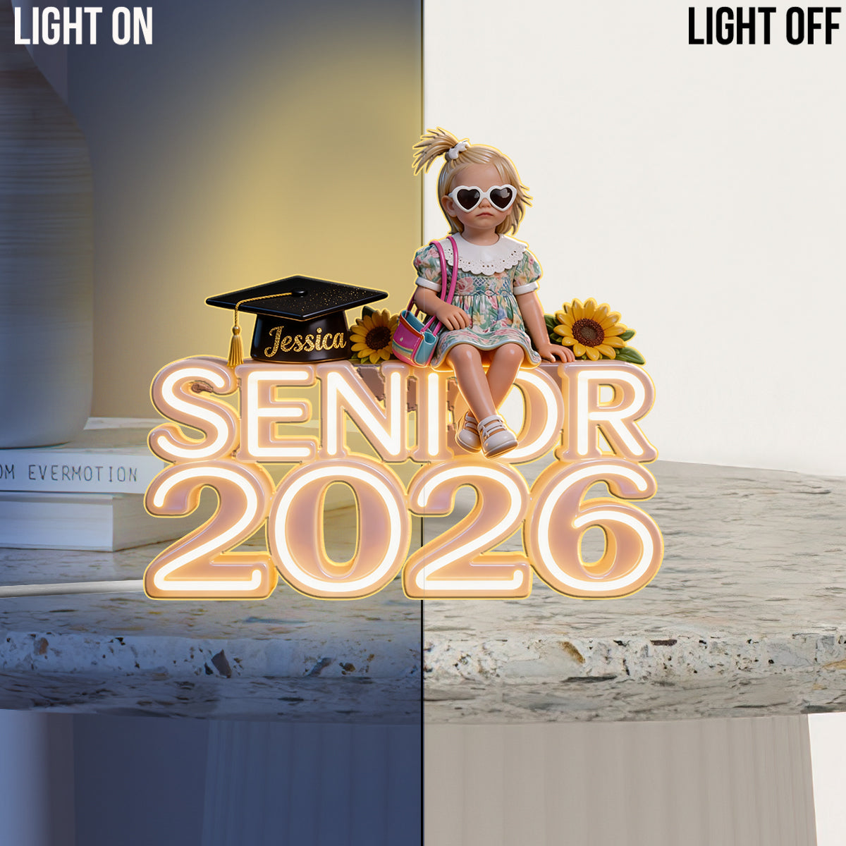 Senior 2026 - Personalisierte Abschluss-Acryl-LED-Nachtlampe