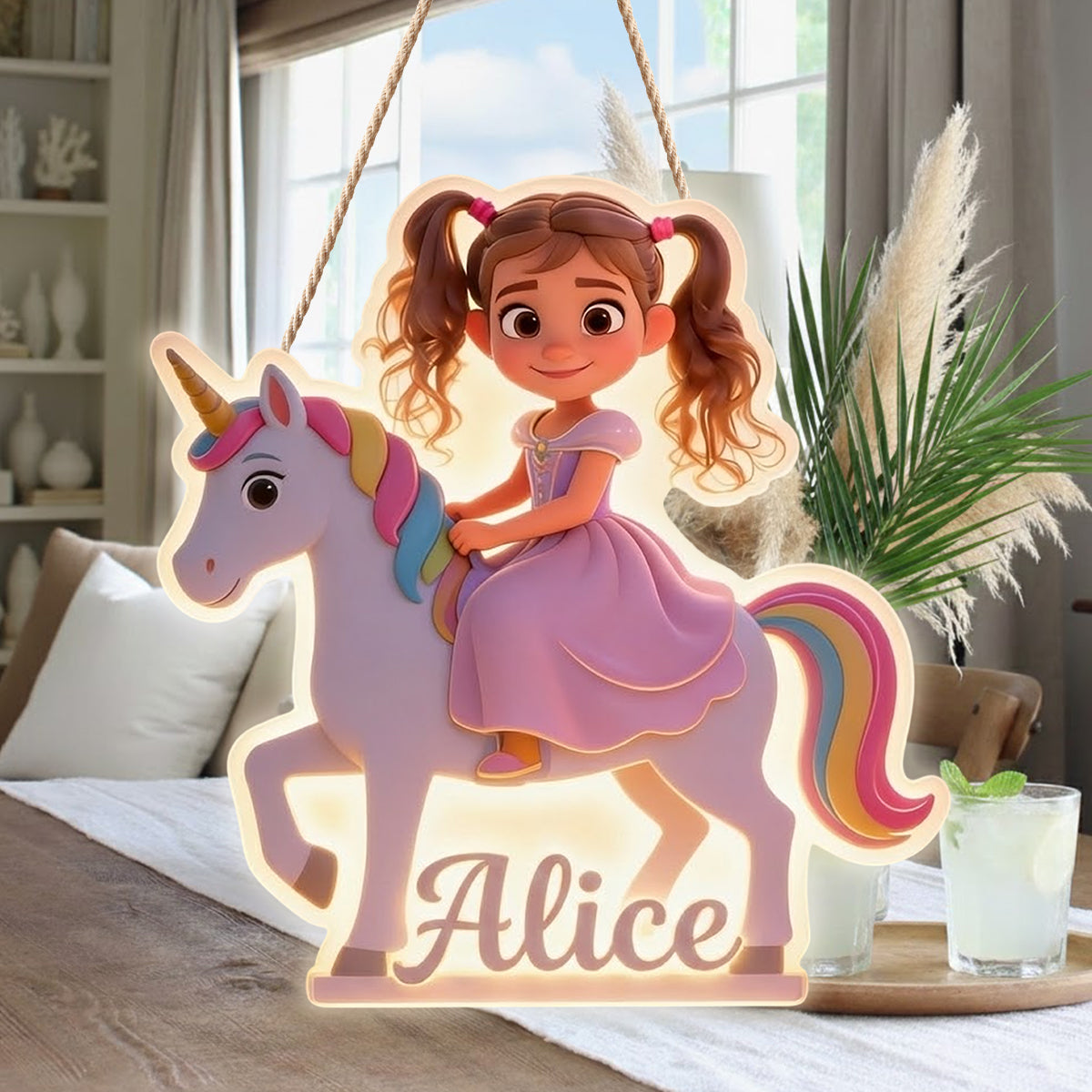 Custom Unicorn Princess From Photo - Personalized Kid LED Light Acrylic Sign