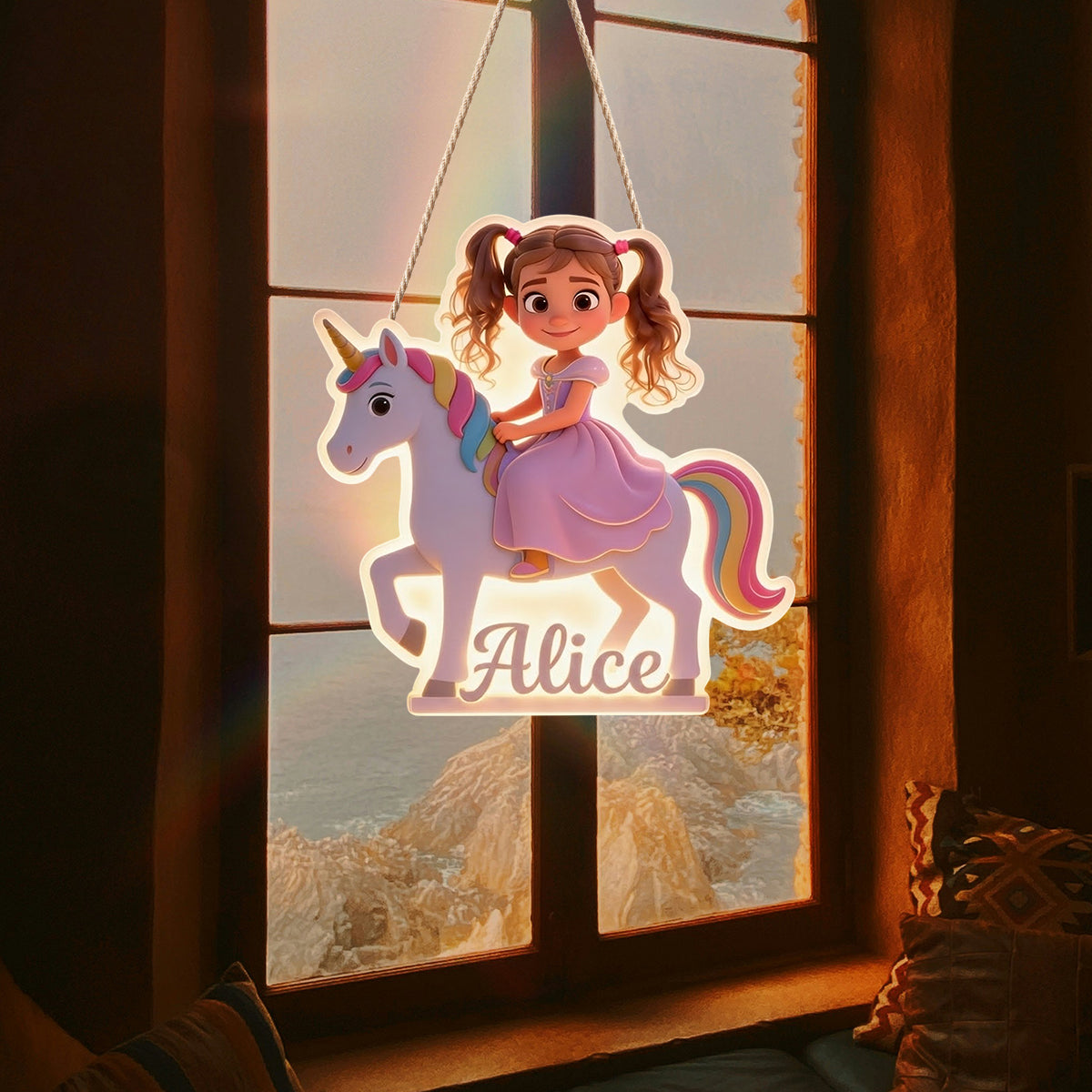 Custom Unicorn Princess From Photo - Personalized Kid LED Light Acrylic Sign
