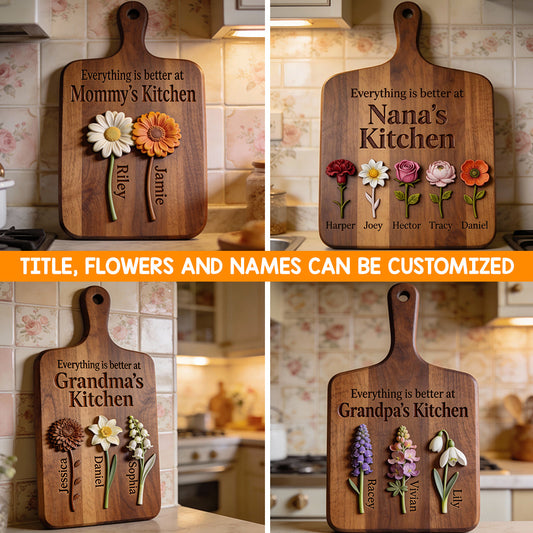 Everything Is Better At Grandma's Kitchen - Personalized Grandma Custom Shaped Wood Plaque