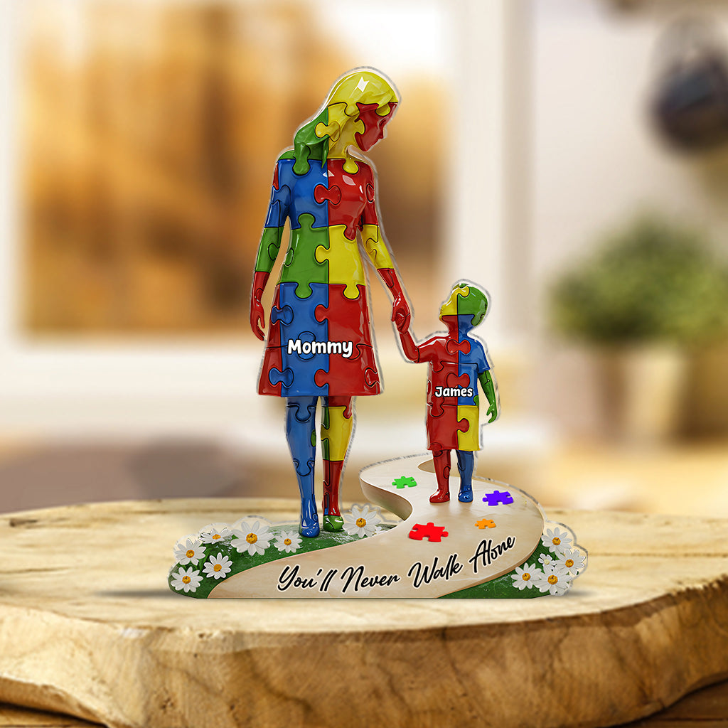 You'll Never Walk Alone - Personalized Autism Awareness Custom Shaped Acrylic Plaque