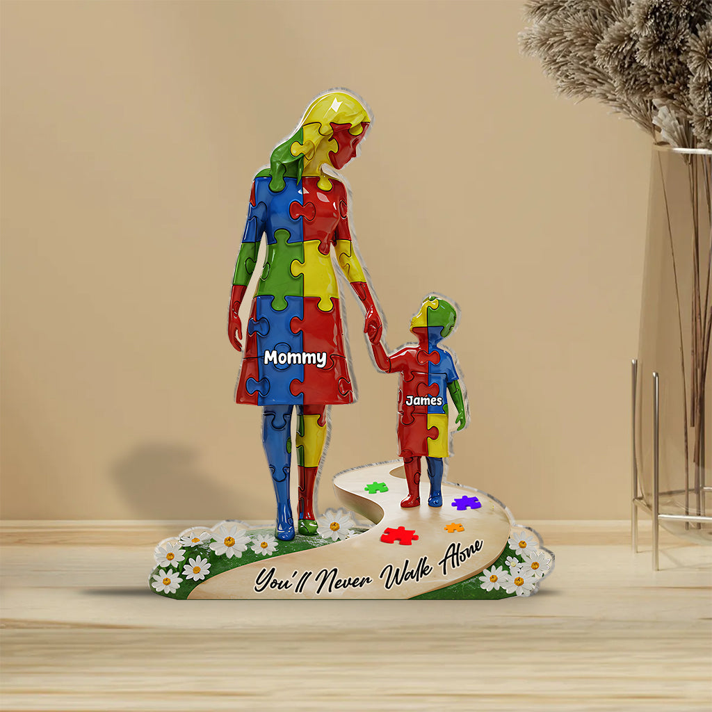 You'll Never Walk Alone - Personalized Autism Awareness Custom Shaped Acrylic Plaque