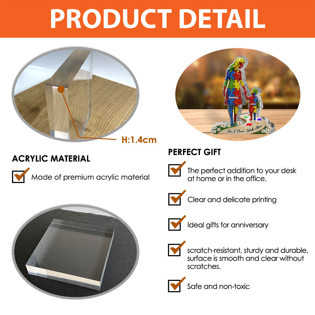 You'll Never Walk Alone - Personalized Autism Awareness Custom Shaped Acrylic Plaque