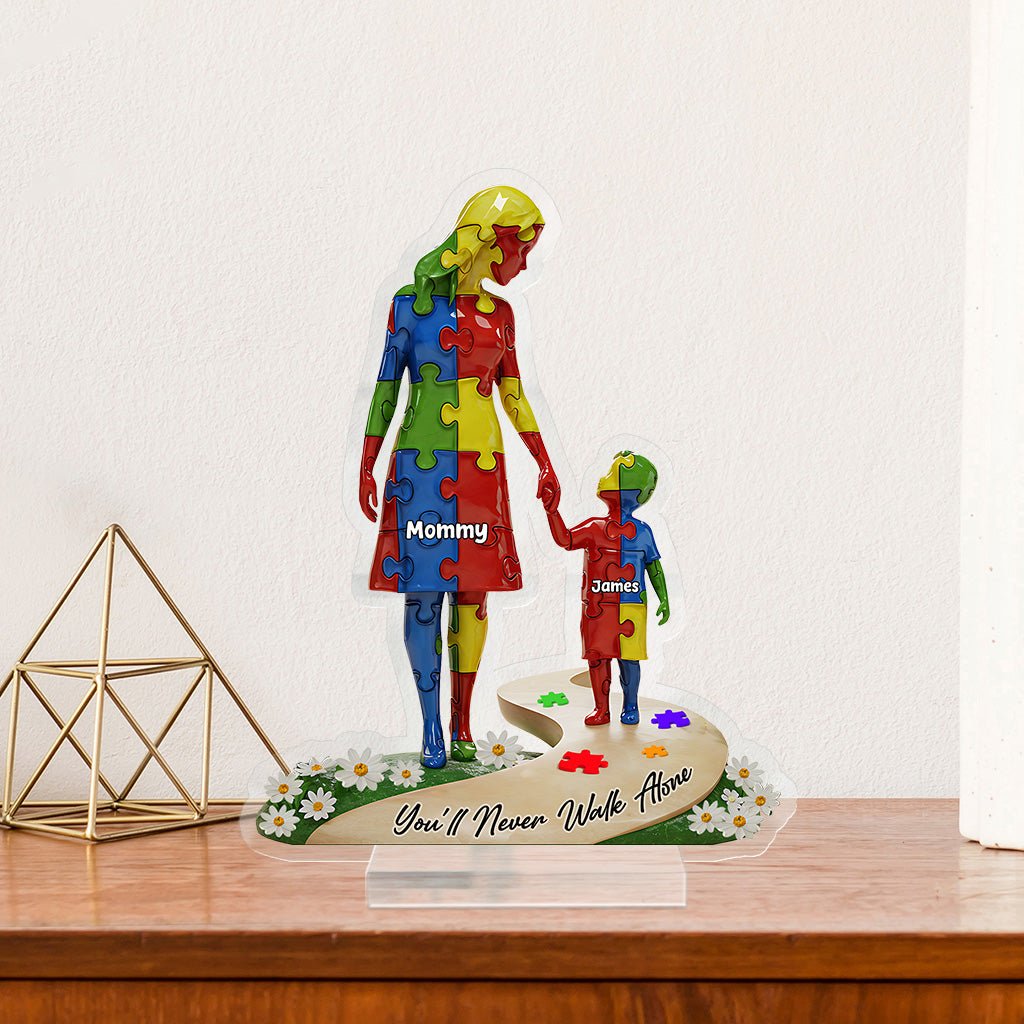 You'll Never Walk Alone - Personalized Autism Awareness Custom Shaped Acrylic Plaque