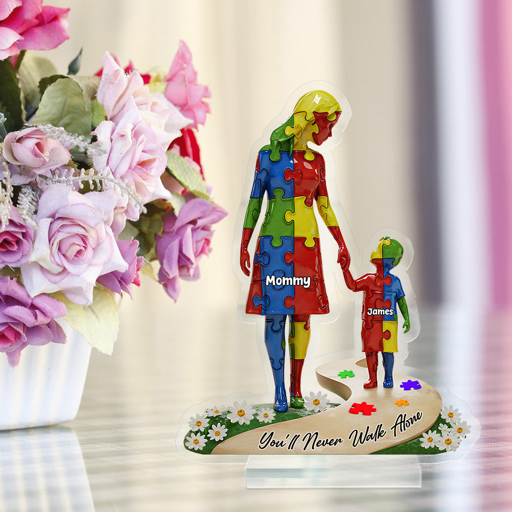You'll Never Walk Alone - Personalized Autism Awareness Custom Shaped Acrylic Plaque