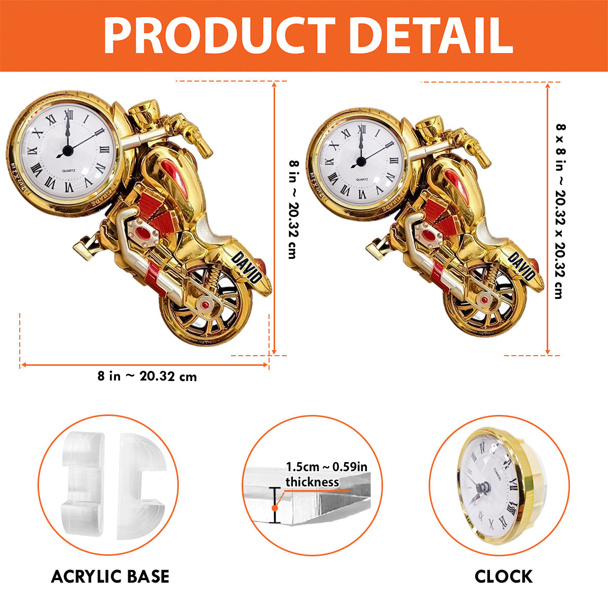 Il est temps de rouler à moto - Plaque horloge acrylique personnalisée pour motard