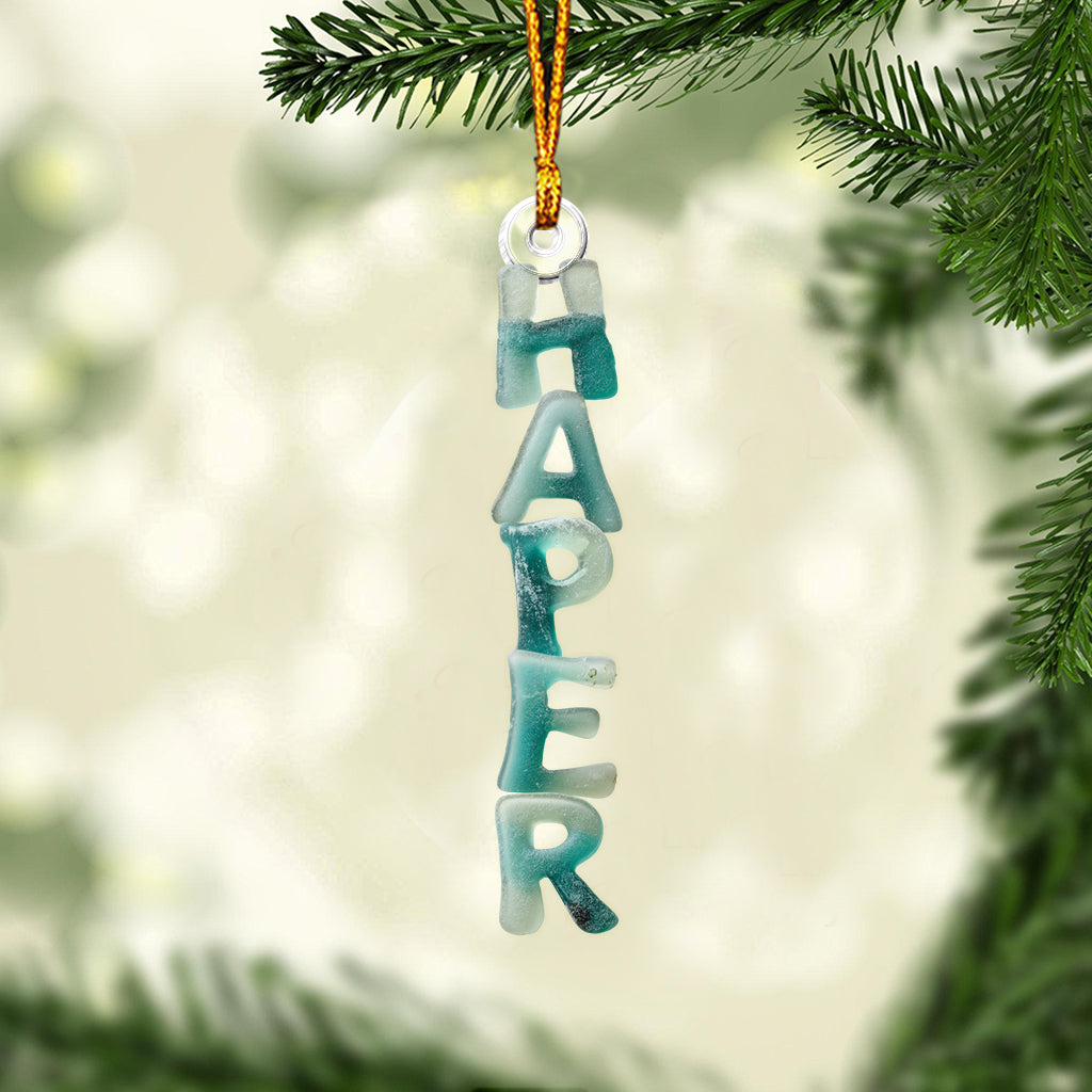 Sea Glass Alphabet, Name Ornament - Personalized Family Custom Shaped Ornament