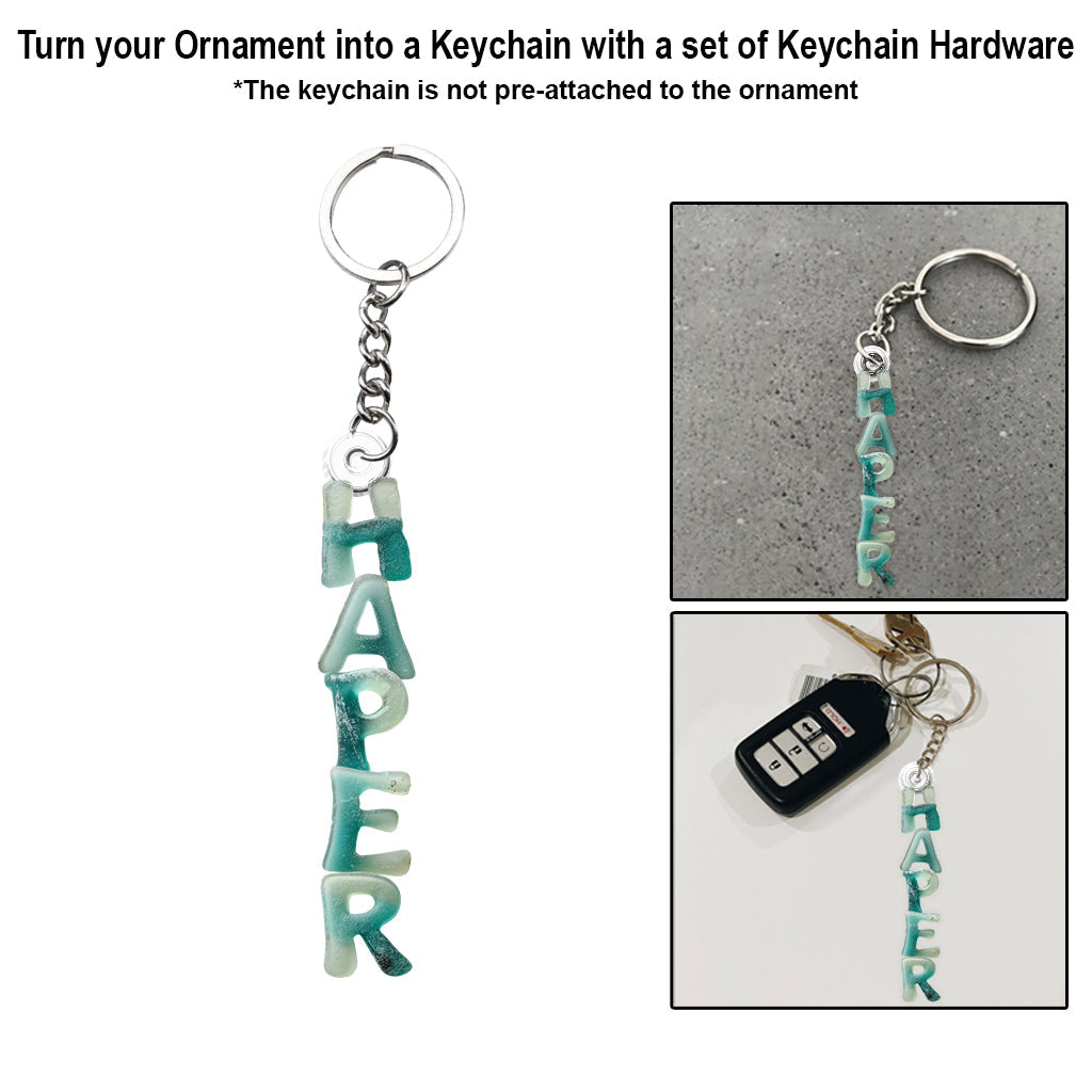 Sea Glass Alphabet, Name Ornament - Personalized Family Custom Shaped Ornament