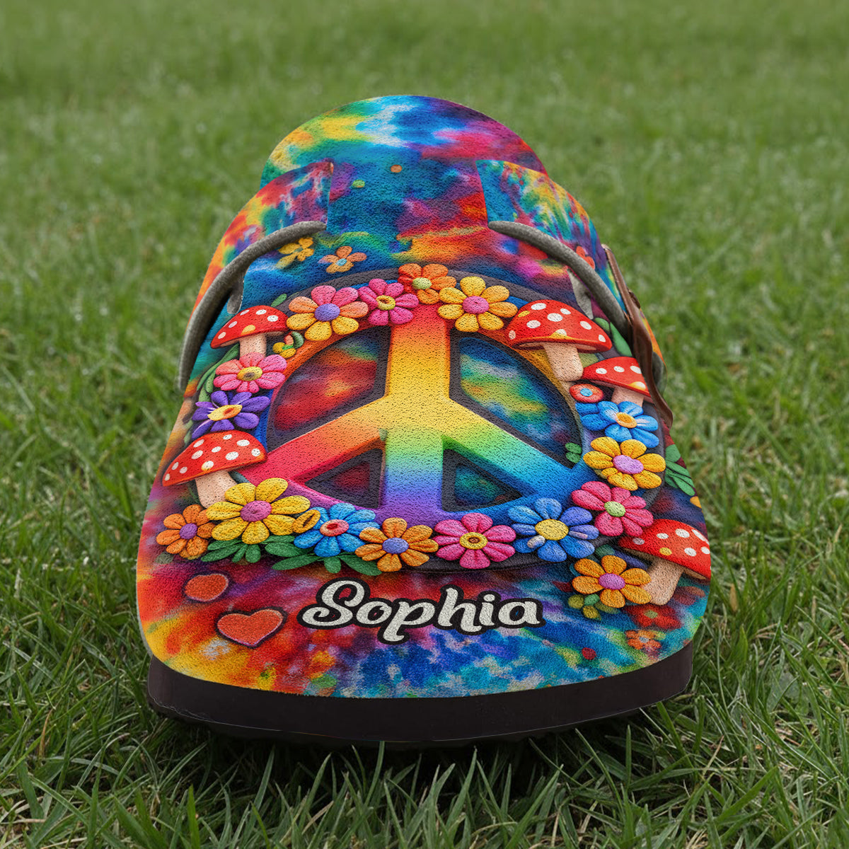 Style hippie, paix et amour hippie - Sabots hippies personnalisés avec soutien de la voûte plantaire