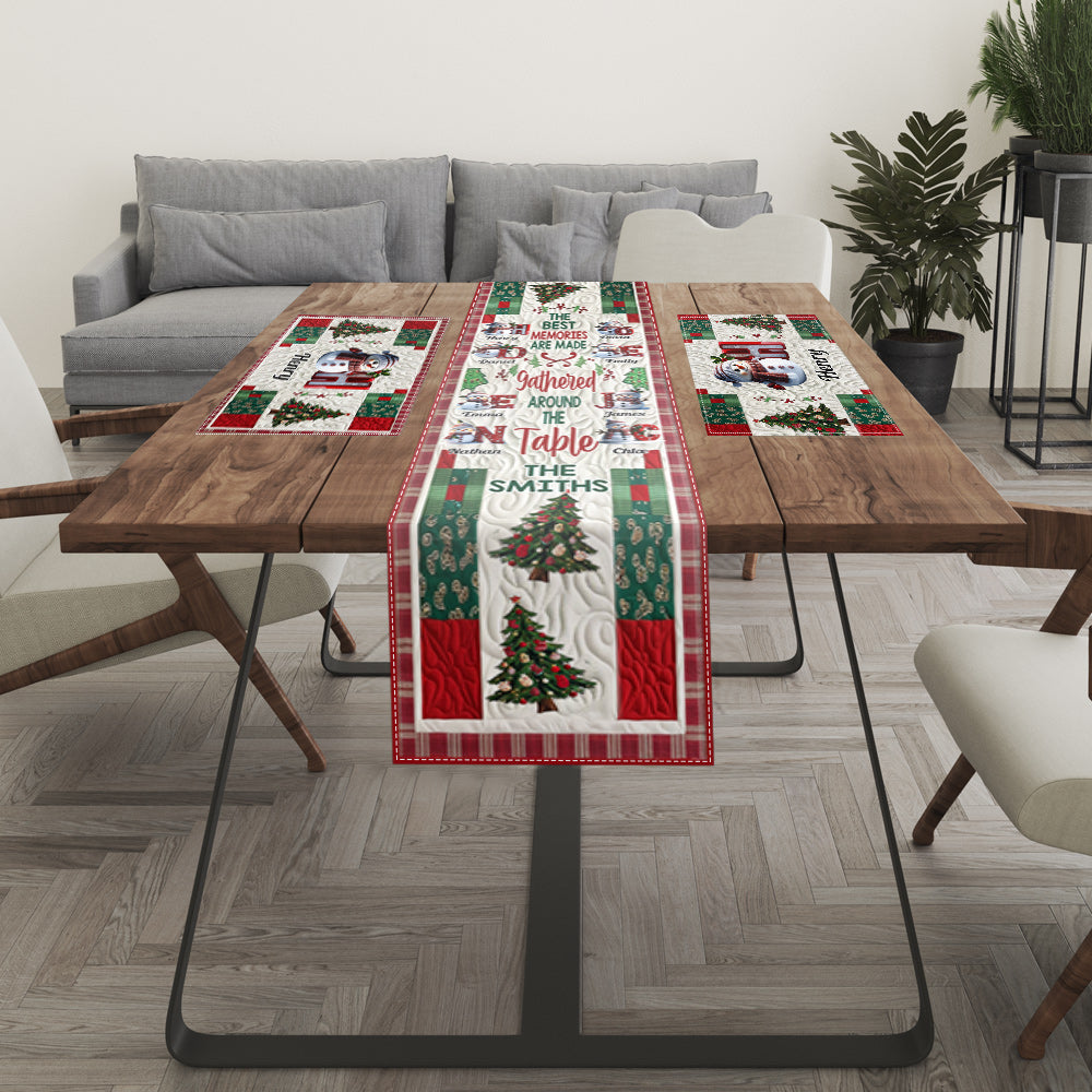 Merry Christmas - Personalized Family Table Runner & Placemat