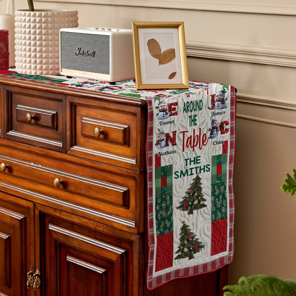 Merry Christmas - Personalized Family Table Runner & Placemat