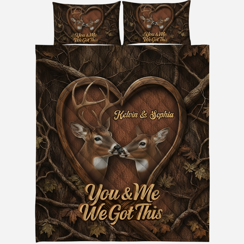 This Is Us Hunting Couple, Deer Hunter Gift - Personalized Hunting Quilt Set
