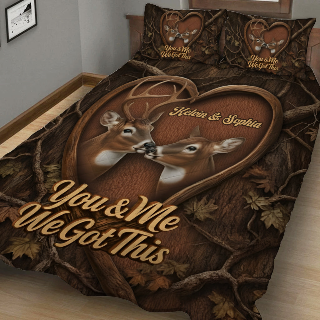 This Is Us Hunting Couple, Deer Hunter Gift - Personalized Hunting Quilt Set