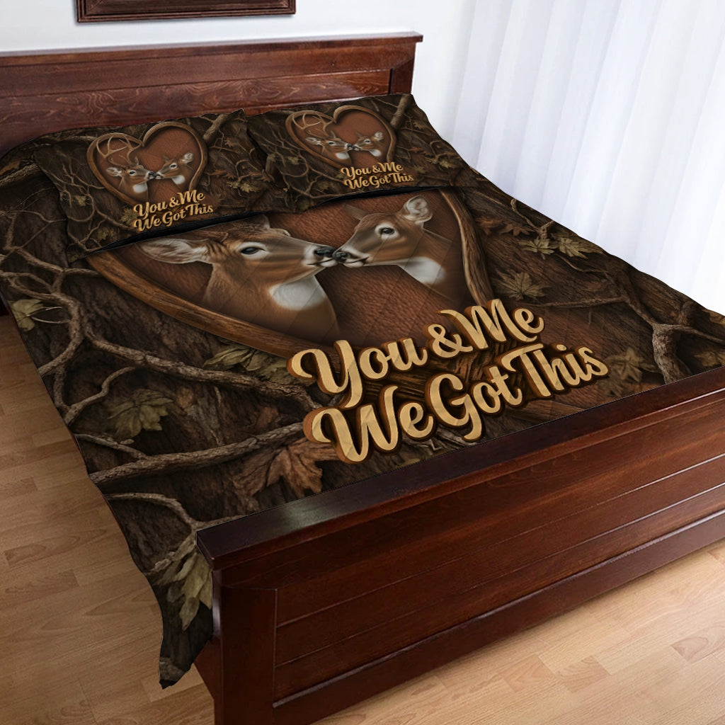 This Is Us Hunting Couple, Deer Hunter Gift - Personalized Hunting Quilt Set
