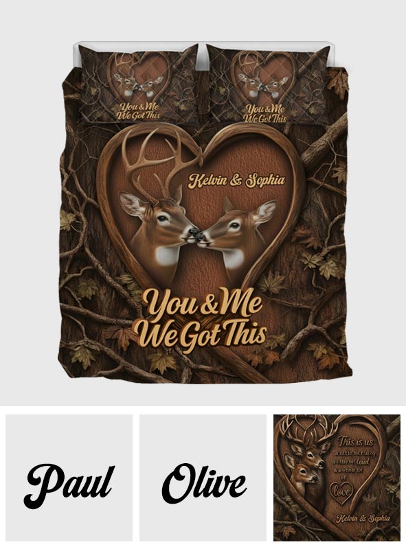 This Is Us Hunting Couple, Deer Hunter Gift - Personalized Hunting Quilt Set