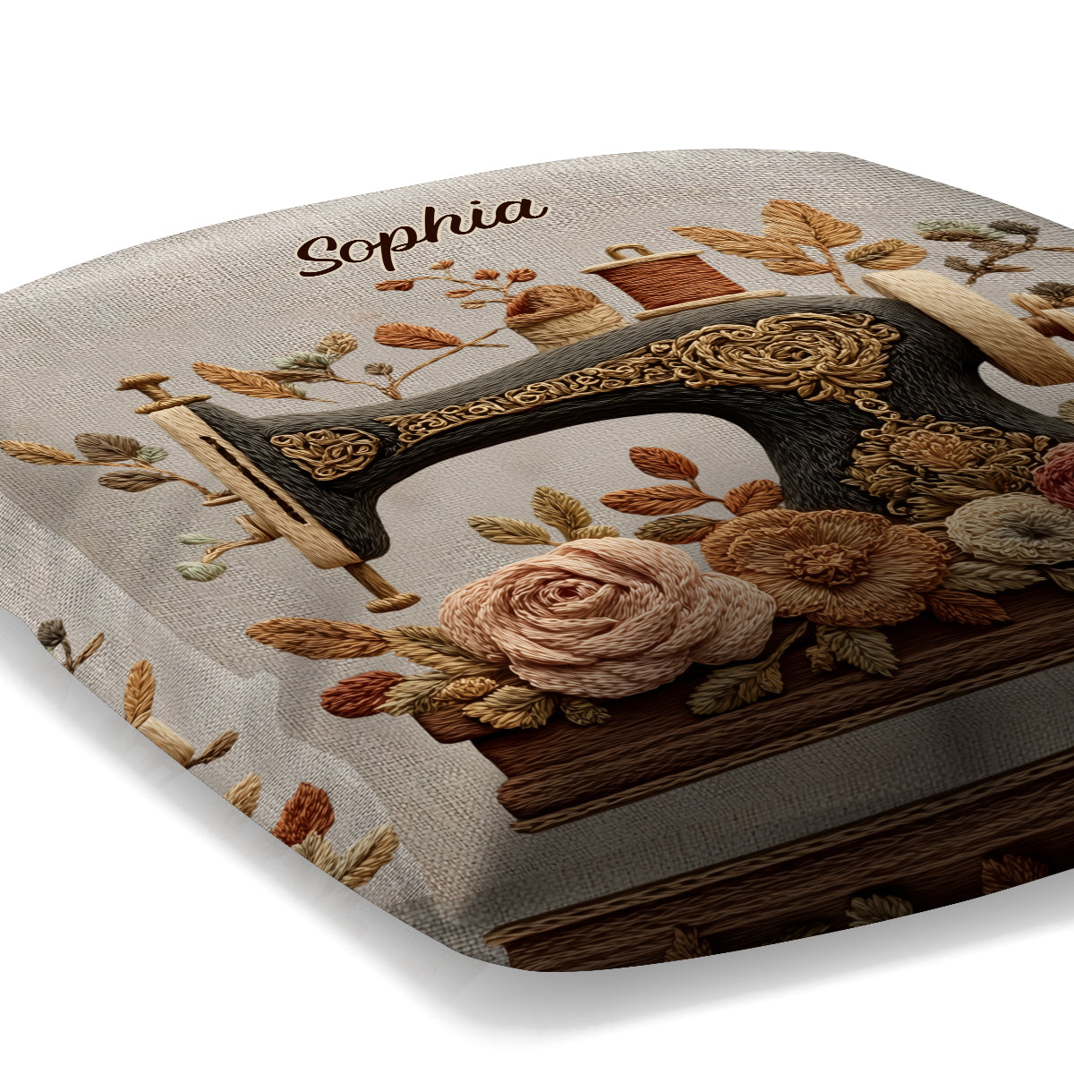 J'adore coudre - Coussin décoratif personnalisé sur le thème de la couture