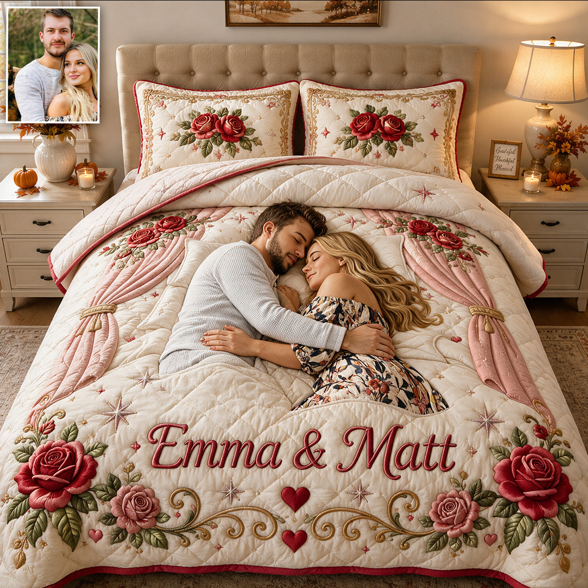 Every Night Ends Best In Your Arms - Personalized Couple Bedding Set