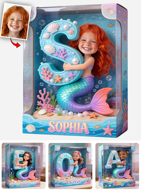 Mermaid Alphabet Letter & Custom Photo - Personalized Kid Custom Shaped Acrylic Plaque