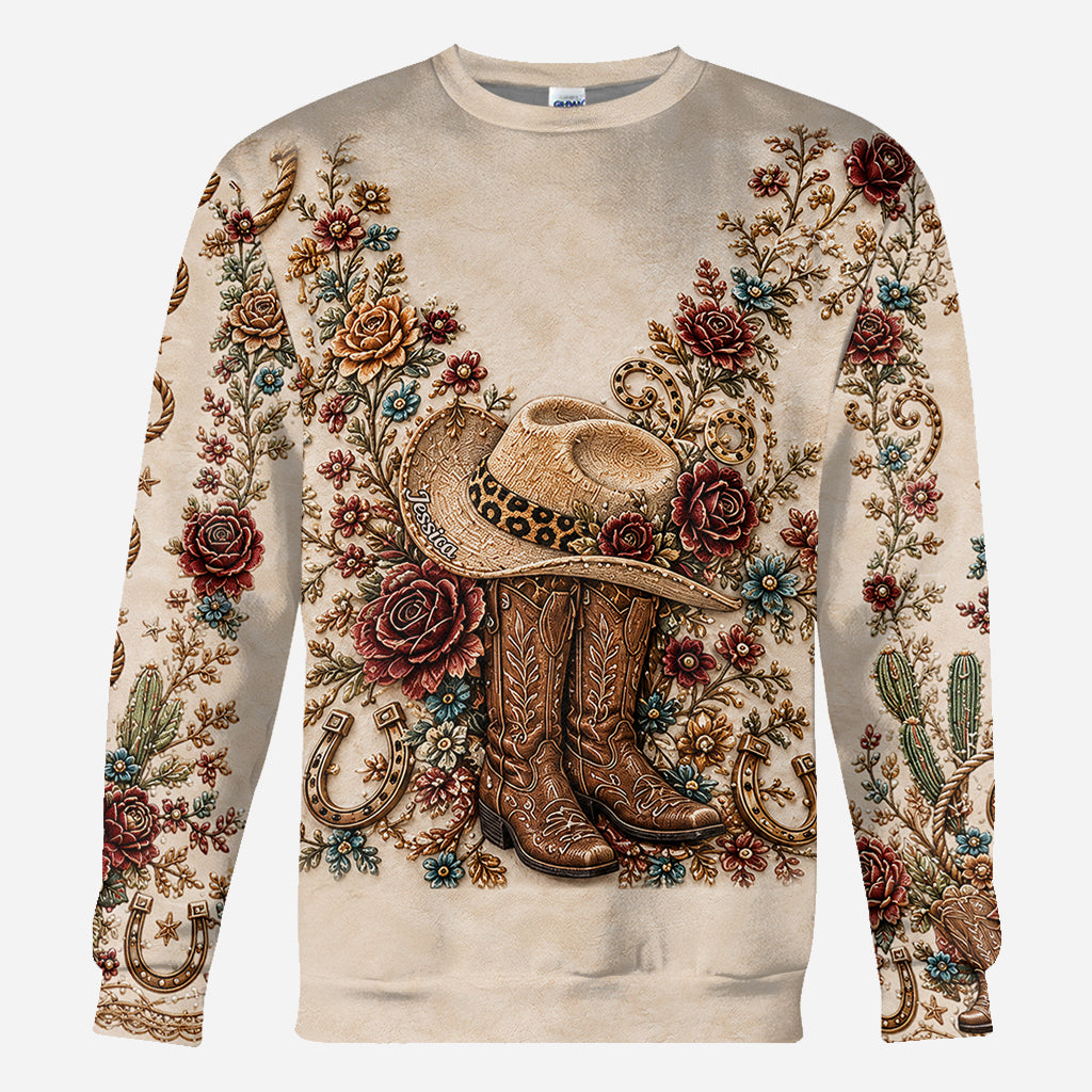 Rodeo Romance - Personalized Cowgirl All Over Shirt