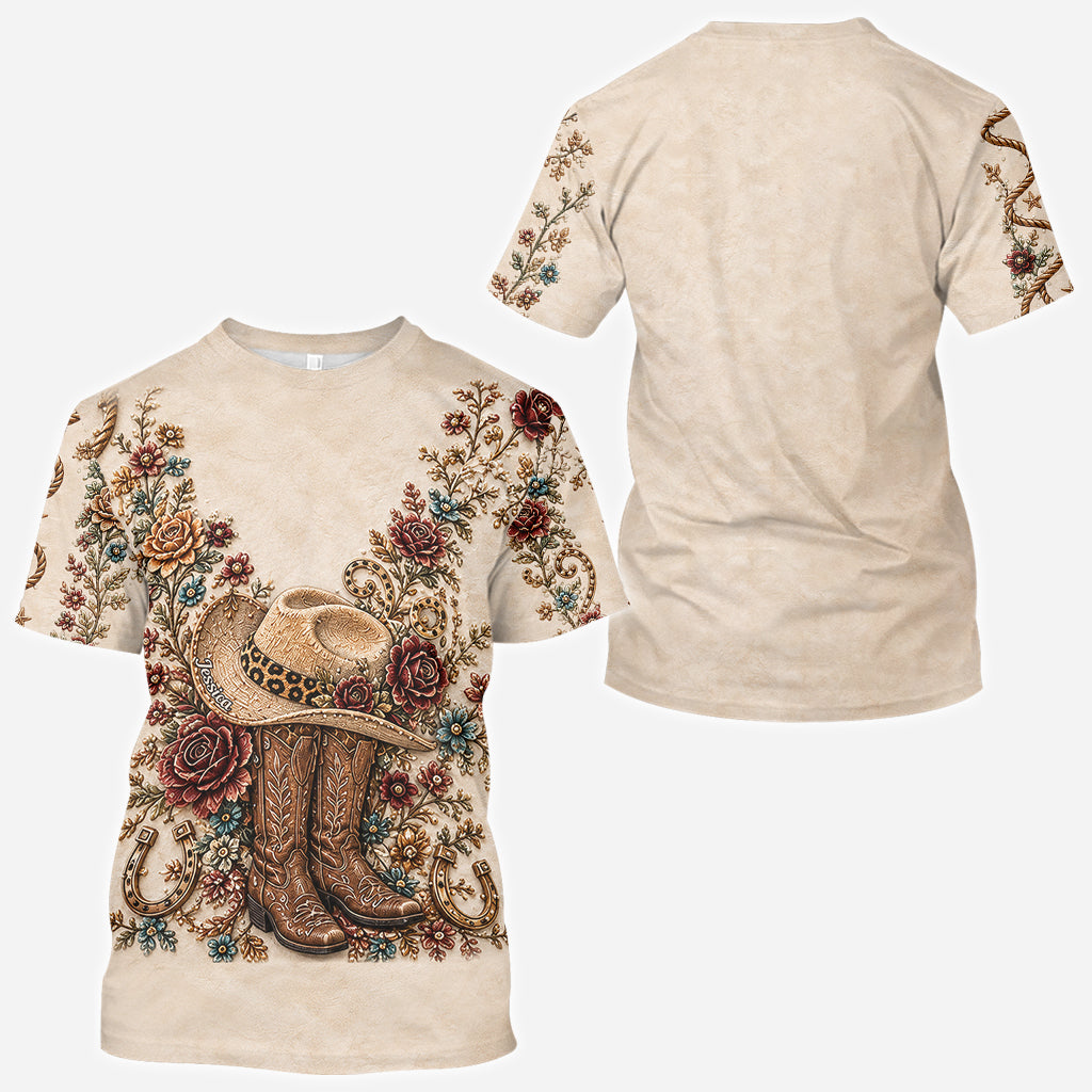 Rodeo Romance - Personalized Cowgirl All Over Shirt