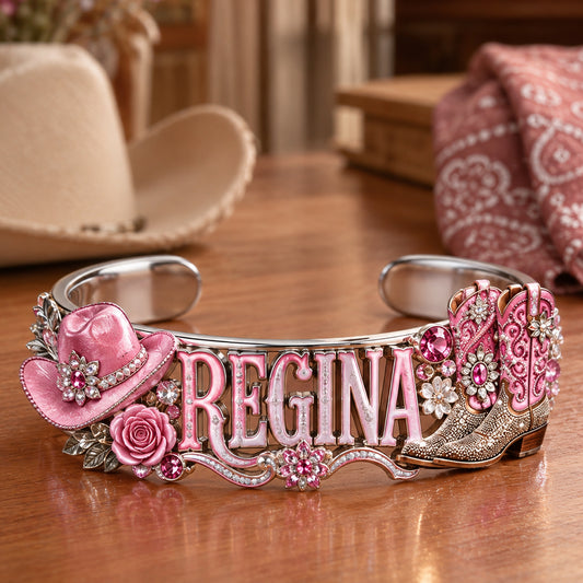 Westernstil Pink Cowgirl Stiefel - Personalisierbares Cowgirl Armband