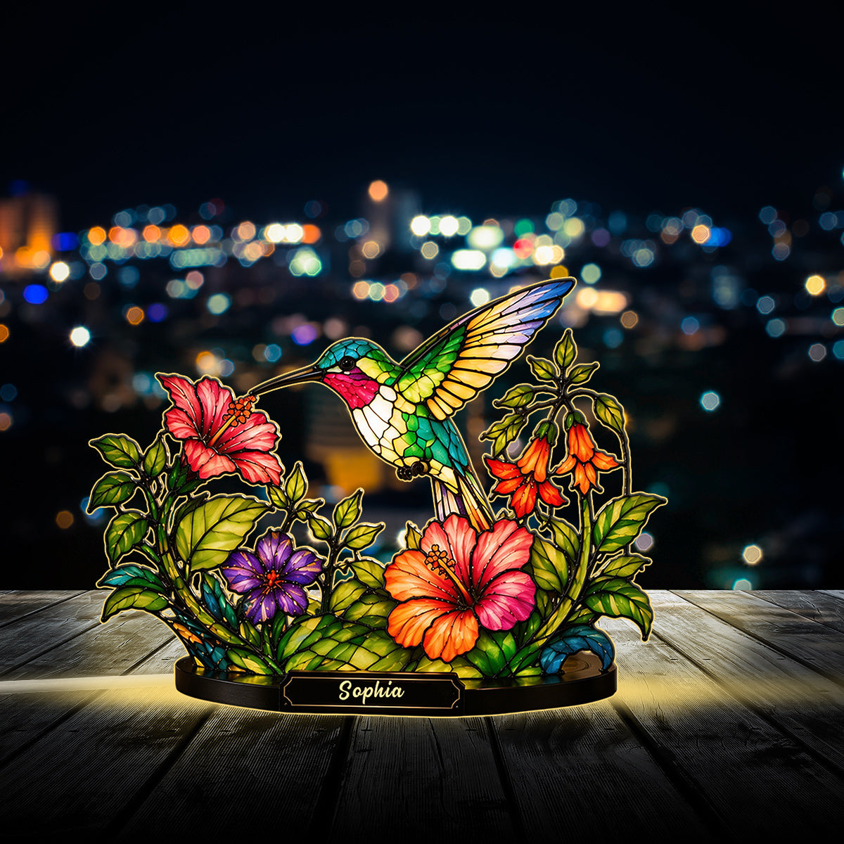 Schöner Kolibri - Personalisierte Kolibri Acryl LED Nachtlicht