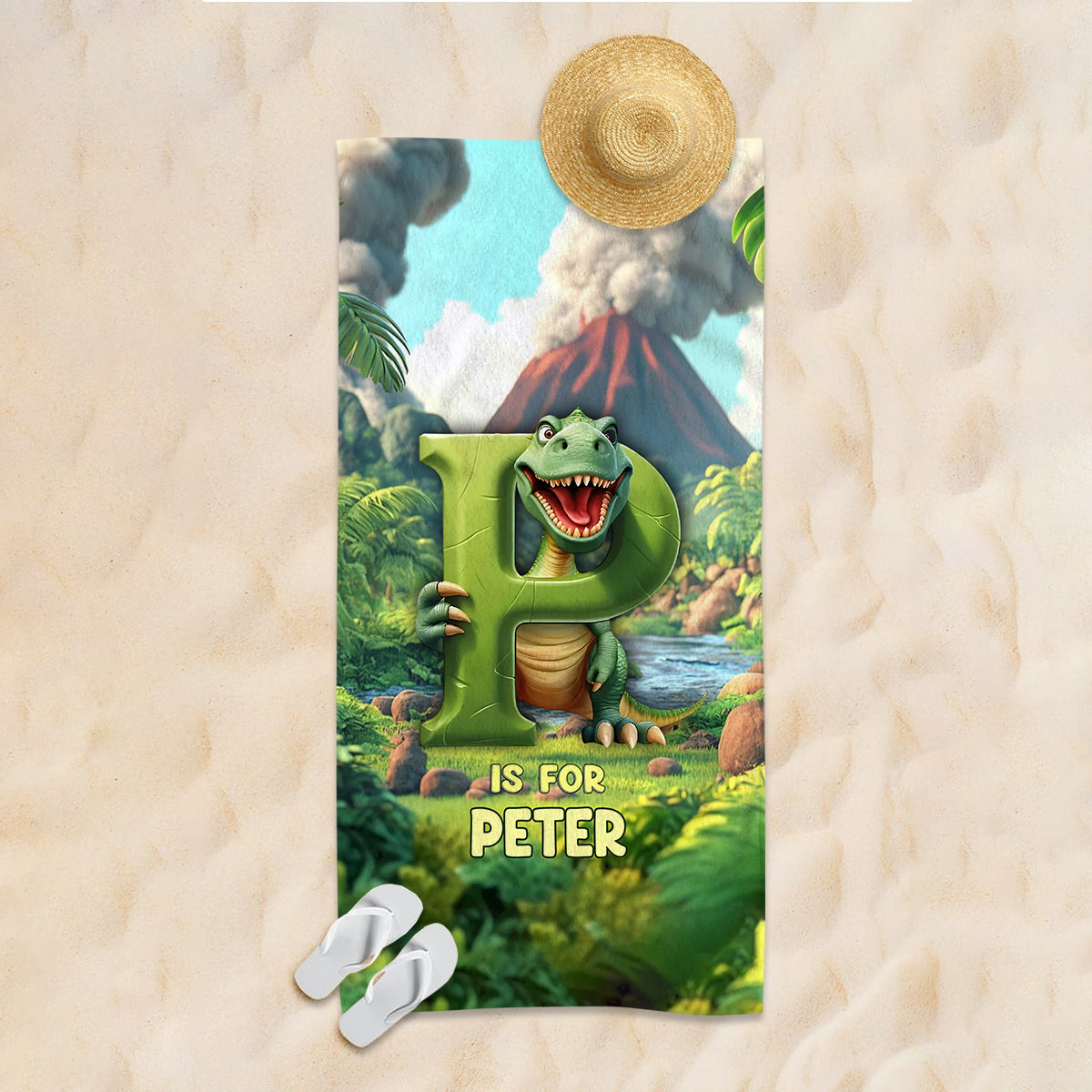 Kid Mermaid/ Dinosaur/ Truck Alphabets - Personalized Kid Quick-dry Beach Towel/ Bath Towel