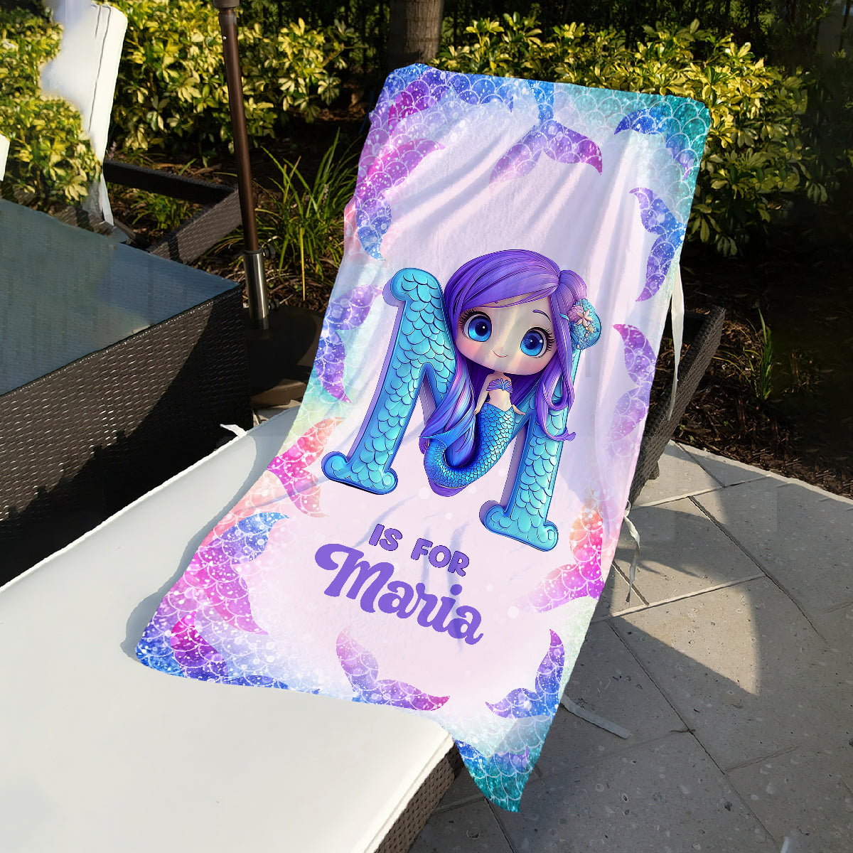 Kid Mermaid/ Dinosaur/ Truck Alphabets - Personalized Kid Quick-dry Beach Towel/ Bath Towel