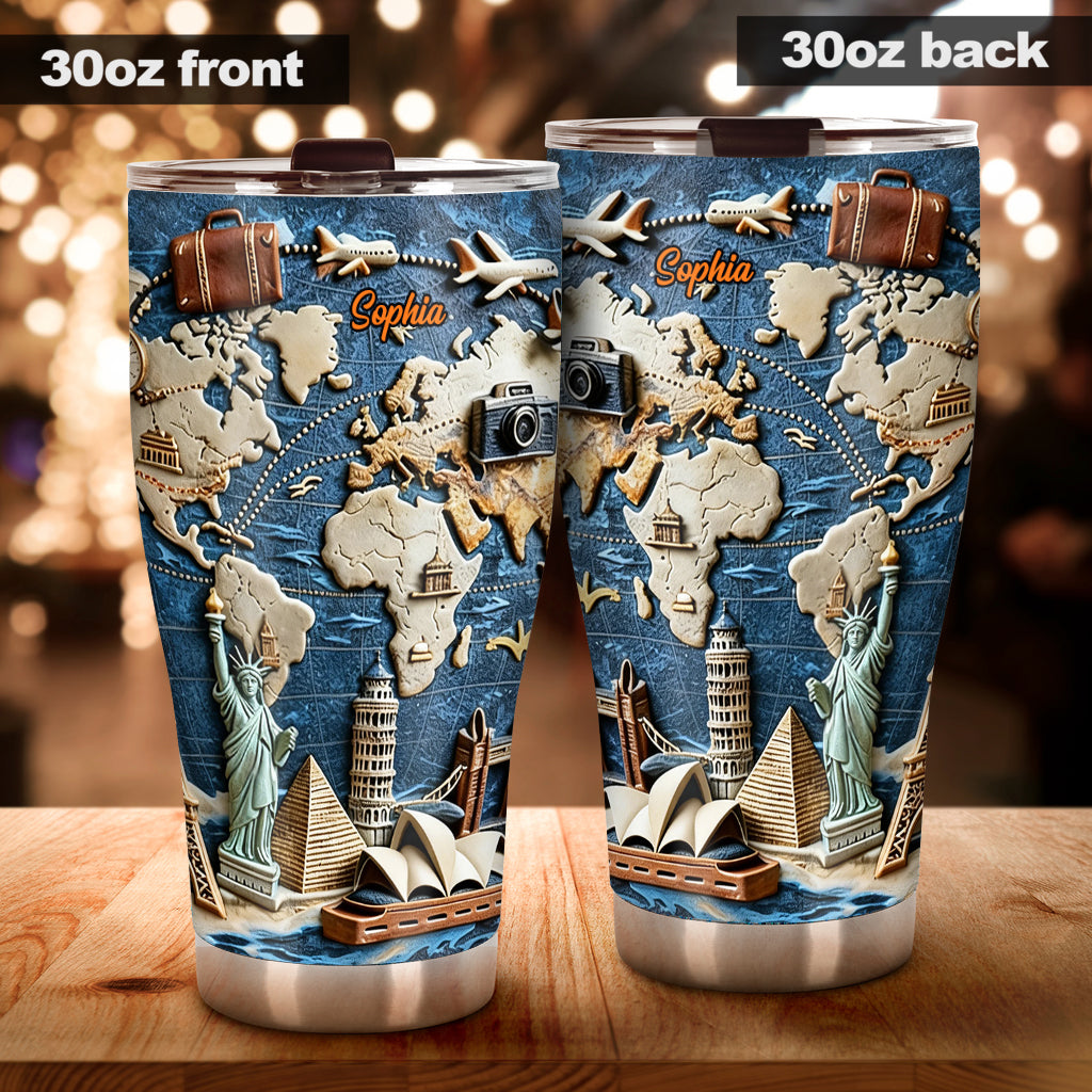 Gobelet isotherme de voyage personnalisé « J’adore voyager »