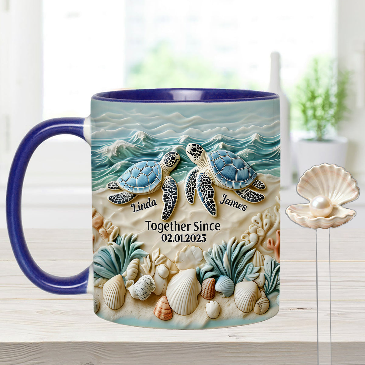 Schildkrötenpaar – Personalisiertes Schildkröten-Set: Akzentbecher mit Acryl-Rührstäbchen